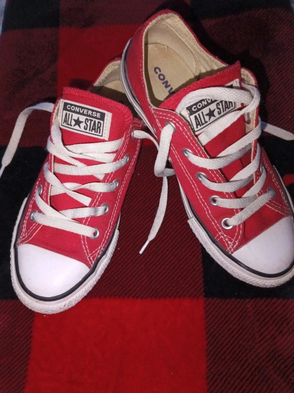Converse Red Canvas Low-Top Sneakers with White Accents